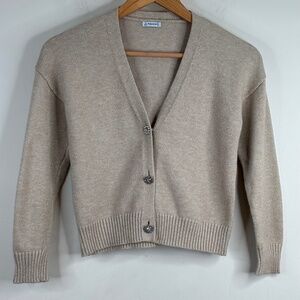 Mayoral Cardigan Girls 12 Beige Sparkle Glitter Neutral Preppy School Easter
